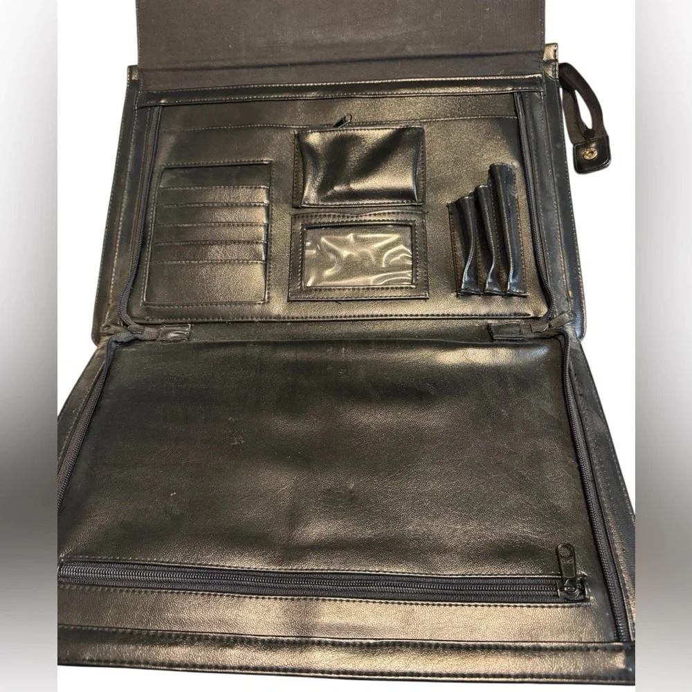Vintage Elegant Black Vegan Leather Men’s Briefcase Attaché Bag